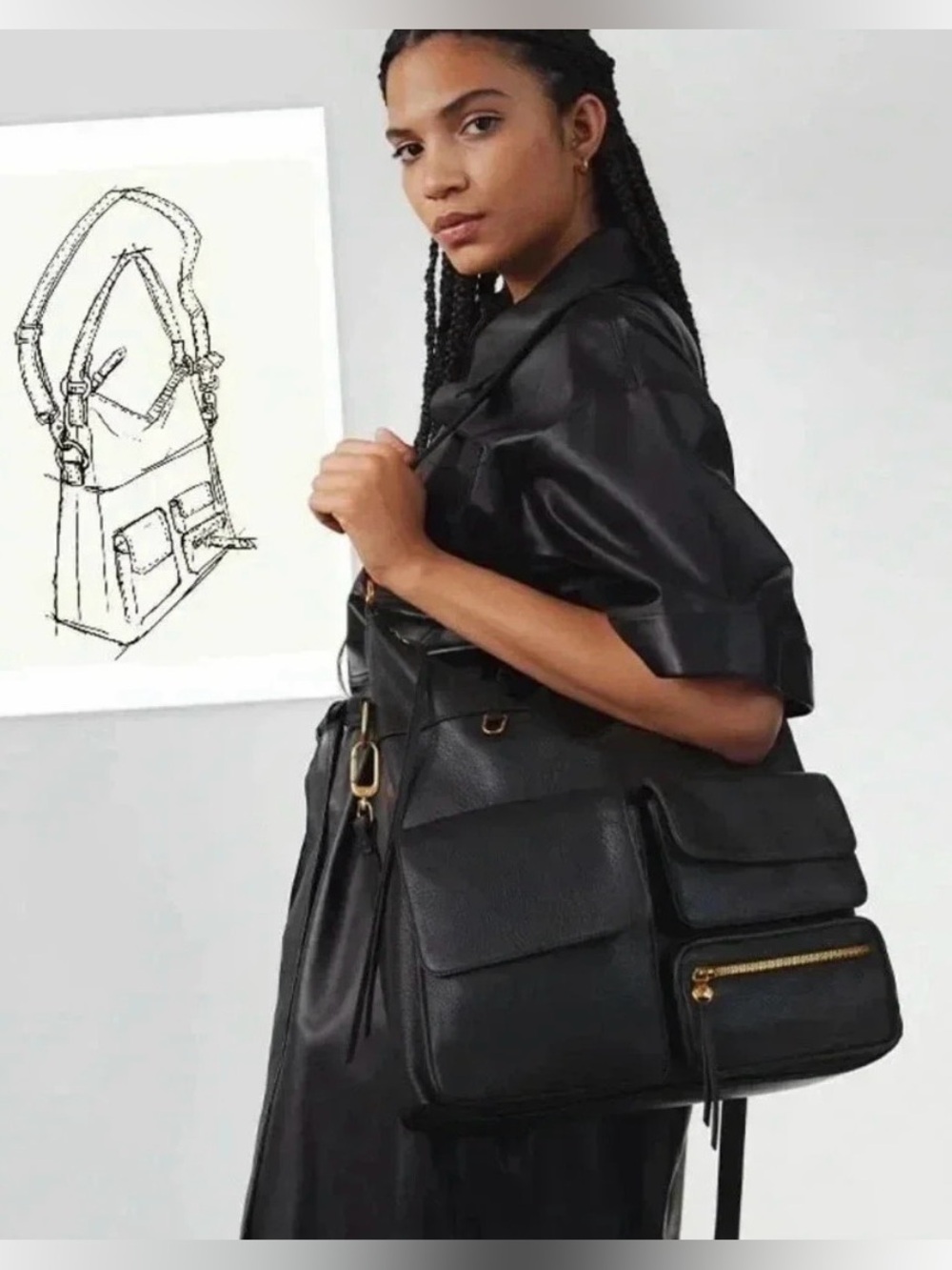 HOBO International Explorer Leather Bag – Convertible Shoulder/Crossbody – Black